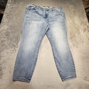 Wonderly Jeans Womens 22W Mid-Rise Skinny Ankle Stretch Distressed Denim Pants